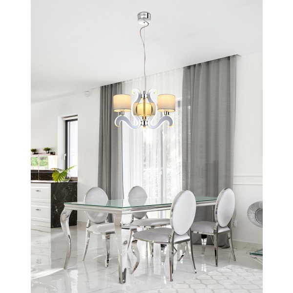 Ambrosia 1 Lampa Wisząca 3X40W E14 + 18,4W Led Chrom Candellux