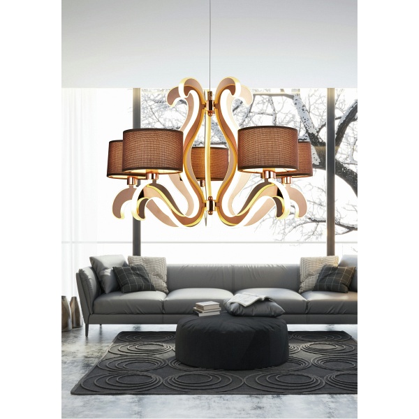 Ambrosia 3 Lampa Wisząca 5X40W E14 + 43,4W Led Miedziany Candellux