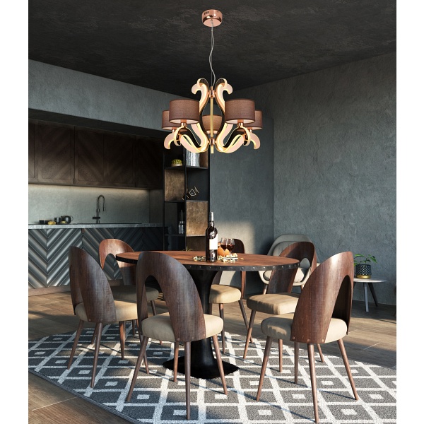 Ambrosia 3 Lampa Wisząca 5X40W E14 + 43,4W Led Miedziany Candellux