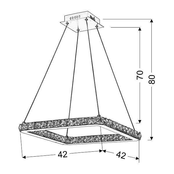 Lords Lampa Wisząca Kwadrat 42X42 24W Led Chrom Candellux