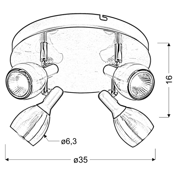Cross Lampa Sufitowa Plafon 4X50W Gu10 Miedziany Candellux
