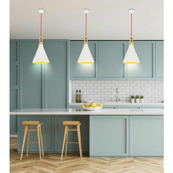 Robinson Lampa Wisząca 26 1X60W E27 Biały / Wnętrze Żółte Candellux