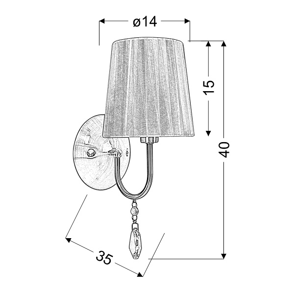 Sorento Lampa Kinkiet 1X40W E14 Chrom Abażur Czarny Candellux