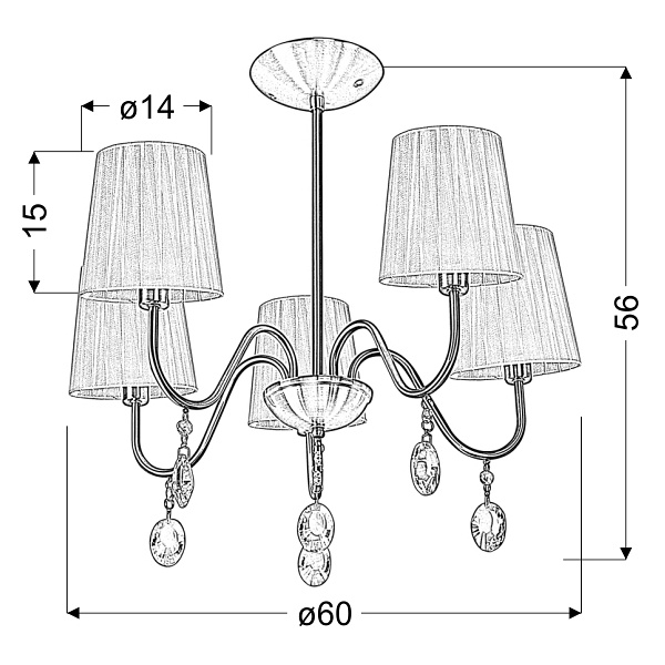 Sorento Lampa Wisząca 5X40W E14 Patyna Abażur Biały Candellux