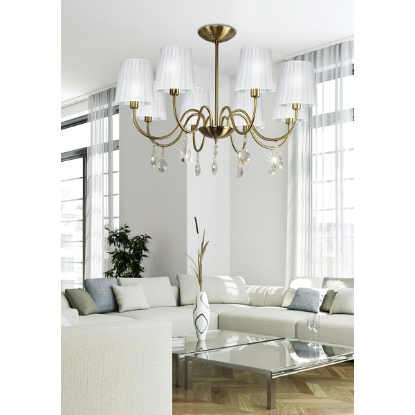 Sorento Lampa Wisząca 8X40W E14 Patyna Abażur Biały Candellux