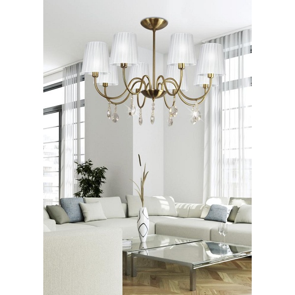 Sorento Lampa Wisząca 8X40W E14 Patyna Abażur Biały Candellux