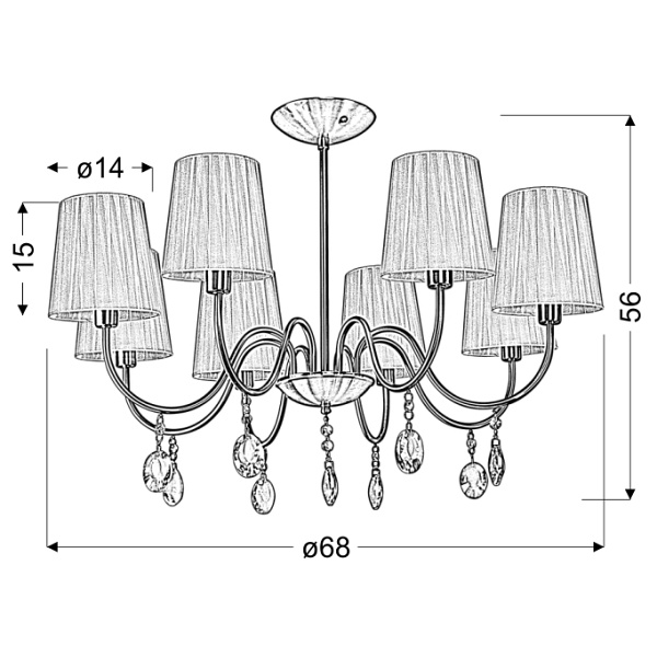 Sorento Lampa Wisząca 8X40W E14 Patyna Abażur Biały Candellux