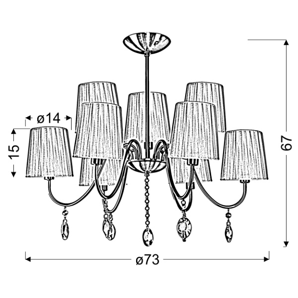Sorento Lampa Wisząca 9X40W E14 Patyna Abażur Biały Candellux