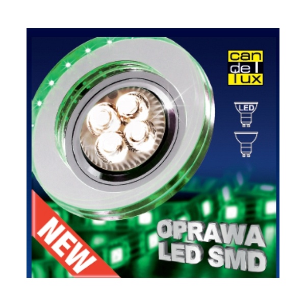 Oprawa Stropowa Ss-23 Ch/Tr+Gr Gu10 50W+Led Smd 230V Zielony 2,1W Chrom Stała Ok Candellux