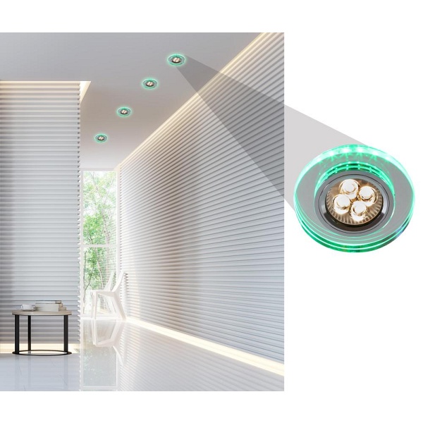 Oprawa Stropowa Ss-23 Ch/Tr+Gr Gu10 50W+Led Smd 230V Zielony 2,1W Chrom Stała Ok Candellux