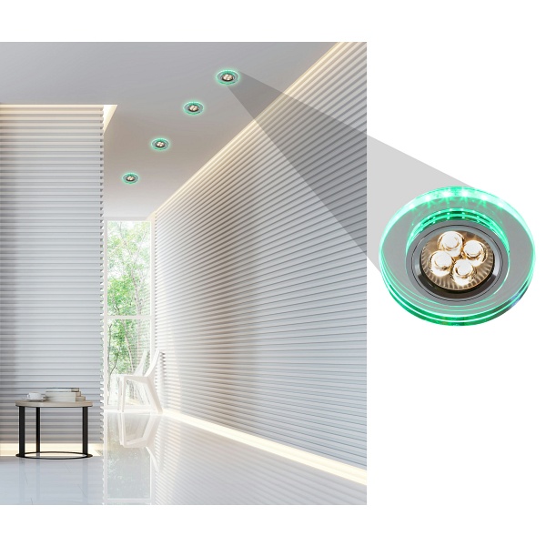 Oprawa Stropowa Ss-23 Ch/Tr+Gr Gu10 50W+Led Smd 230V Zielony 2,1W Chrom Stała Ok Candellux