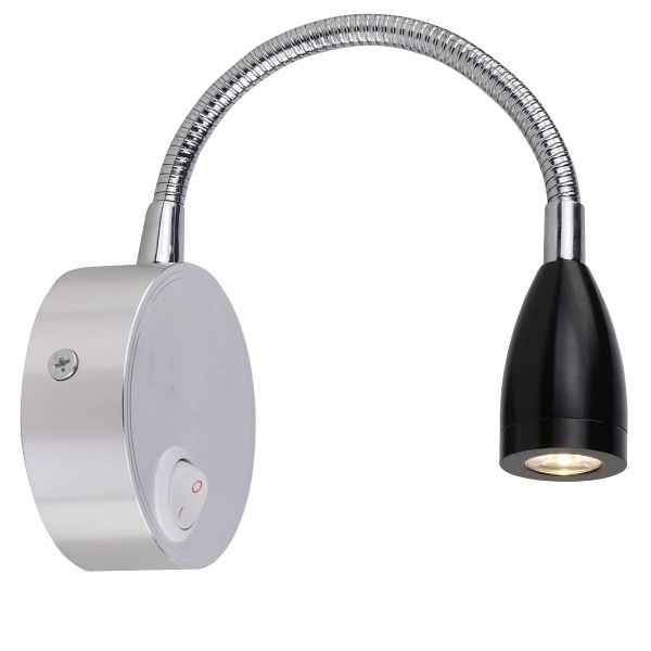 Dino Kinkiet 3W Led Chrom/Aluminium Klosz Stożek Czarny Candellux