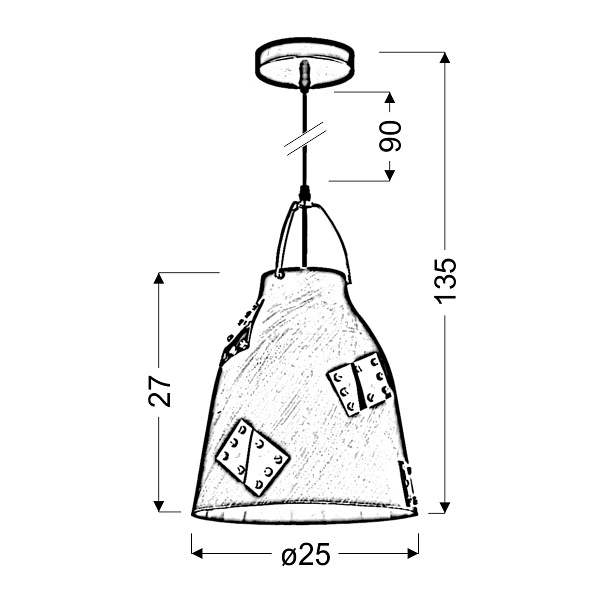 Patch Lampa Wisząca 25 1X60W E27 Szary + Złoty Dekor Candellux