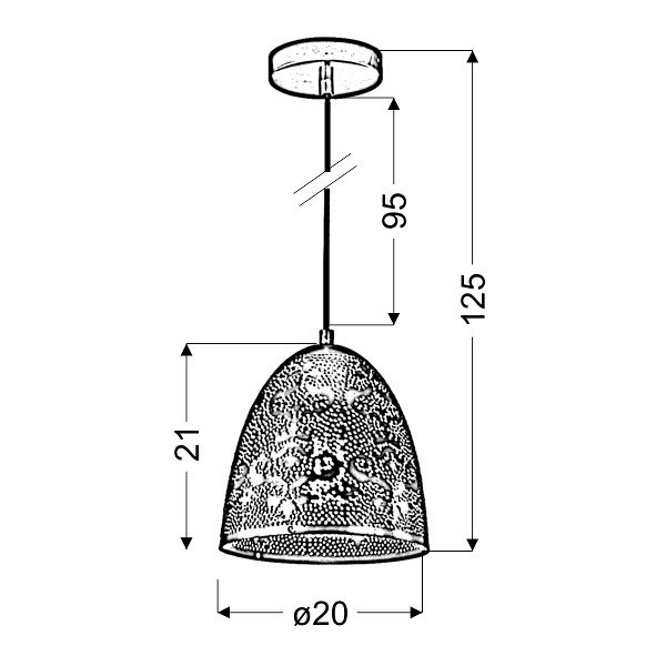 Sfinks Lampa Wisząca 20/21 Stożek 1X60W E27 Ażurowy Patyna Candellux