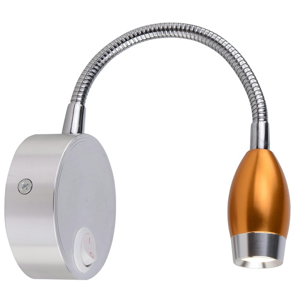 Dino Kinkiet 3W Led Chrom/Aluminium Klosz Stożek Złoty Candellux