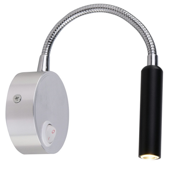 Dino Kinkiet 3W Led Chrom/Aluminium Klosz Walcowy Czarny Candellux