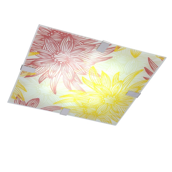 Georgia Lampa Sufitowa Plafon 40X40 16W Led Czerwono Żółty 6500K Candellux