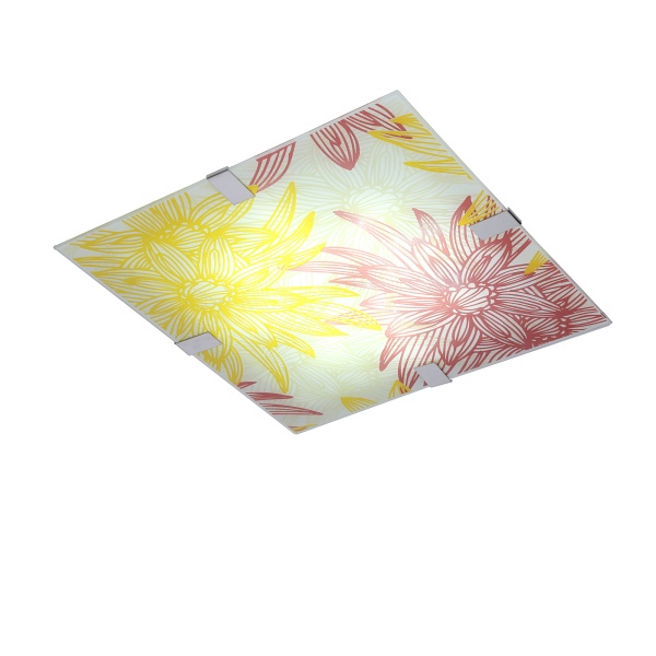 Georgia Lampa Sufitowa Plafon 40X40 16W Led Czerwono Żółty 6500K Candellux