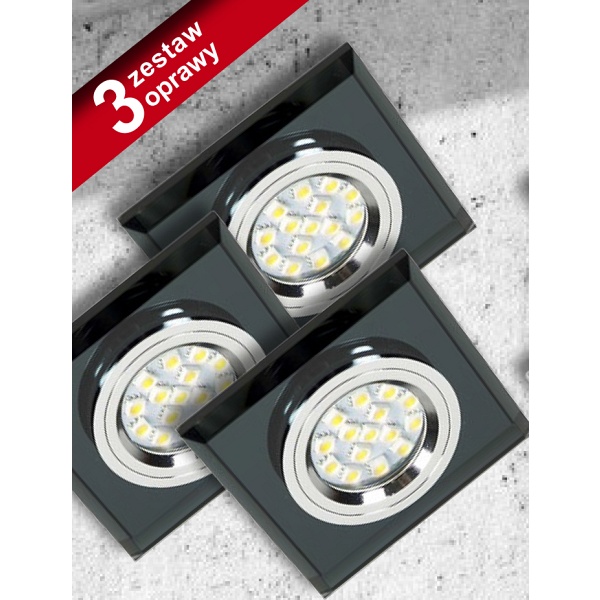 Zestaw Trzech Opraw Ss-13 Ch/Bk Czarne 3X50W Gu10 Bez Żarówki Candellux