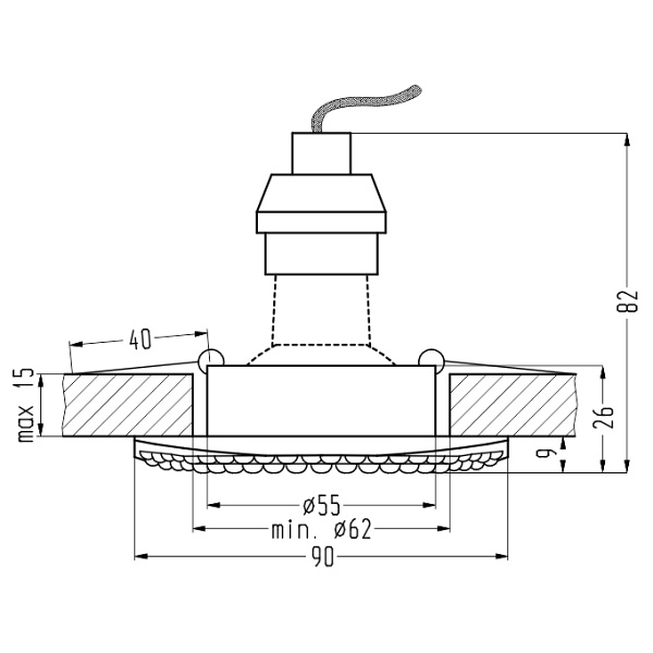 Soc-04 Ch Gu10 50W 230V Opr.strop.stała Kwadratowa Odlew Candellux