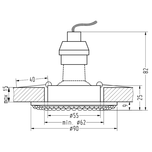 Soc-02 Ch Gu10 50W 230V Opr.strop.stała Okrągła Odlew Candellux