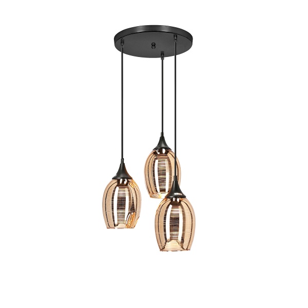 Marina Lampa Wisząca Talerz 3X60W E27 Miedziany Candellux