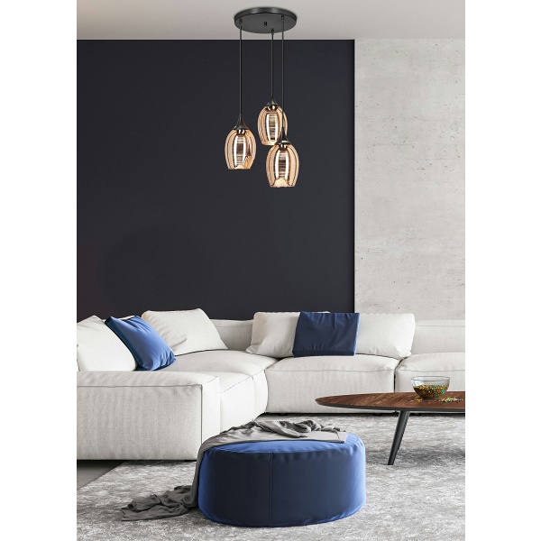 Marina Lampa Wisząca Talerz 3X60W E27 Miedziany Candellux