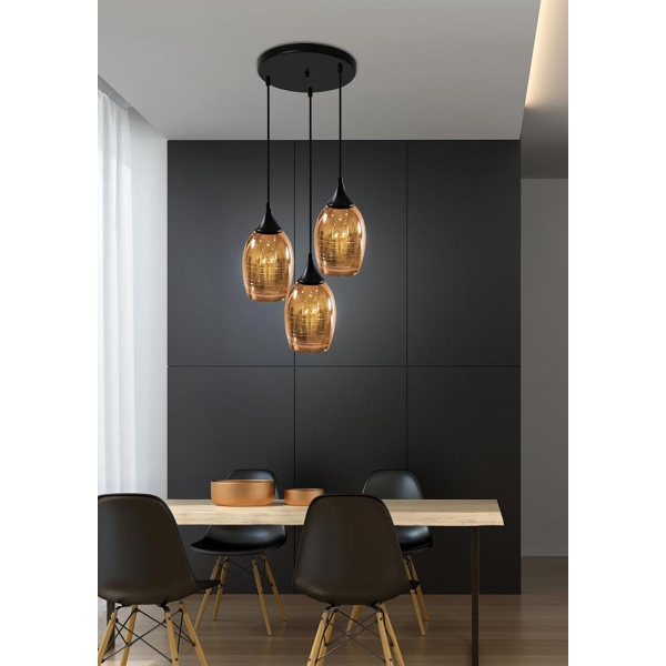 Marina Lampa Wisząca Talerz 3X60W E27 Miedziany Candellux