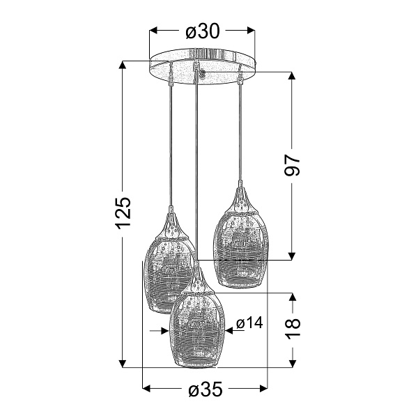 Marina Lampa Wisząca Talerz 3X60W E27 Miedziany Candellux