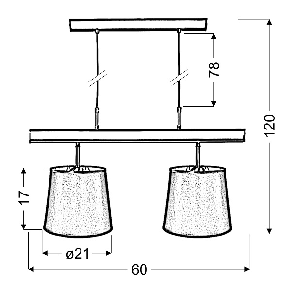 Milonga Lampa Wisząca 2X60W E27 Satyna Candellux