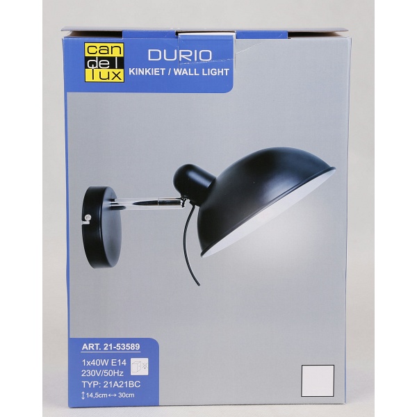 Durio Lampa Kinkiet 1X40W E14 Czarny Candellux