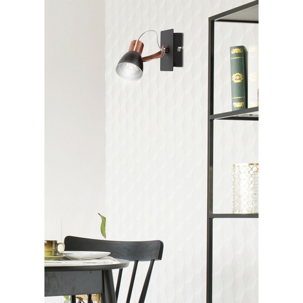 Markus Lampa Kinkiet 1X50W Gu10 Czarny+Miedziany Bez Żarówki Candellux