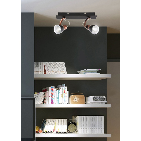 Markus Lampa Sufitowa Listwa 2X50W Gu10 Czarny+Miedziany Bez Żarówki Candellux