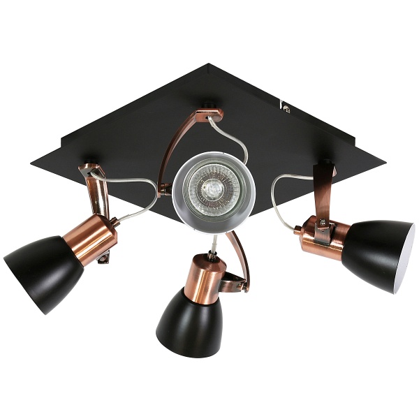 Markus Lampa Sufitowa Plafon 4X50W Gu10 Czarny+Miedziany Bez Żarówki Candellux