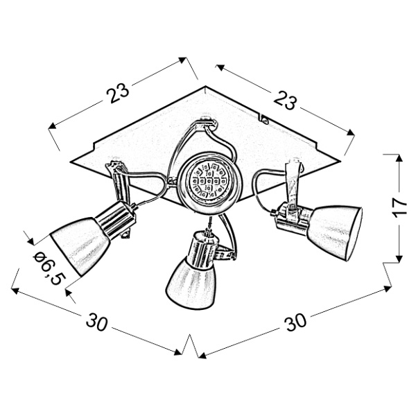 Markus Lampa Sufitowa Plafon 4X50W Gu10 Czarny+Miedziany Bez Żarówki Candellux