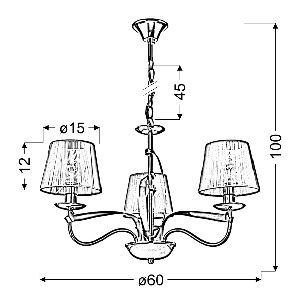 Diva Lampa Wisząca 3X40W E14 Chrom/Złoty Candellux