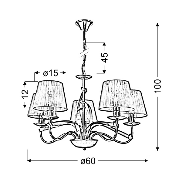 Diva Lampa Wisząca 5X40W E14 Chrom/Złoty Candellux
