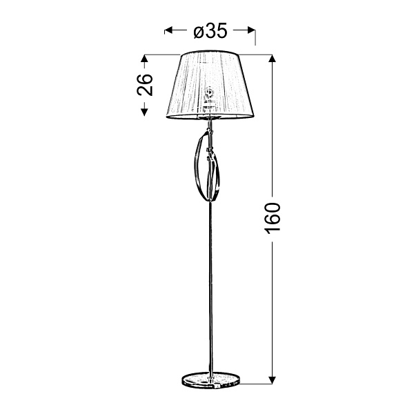 Diva Lampa Podłogowa 1X60W E27 Chrom/Złoty Candellux
