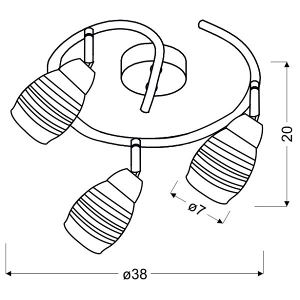 Jubilat Lampa Sufitowa Spirala 3X10W E14 Led Chrom Candellux