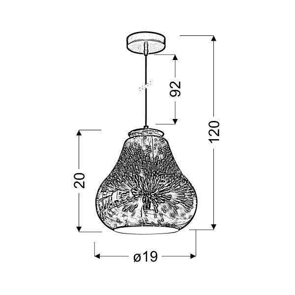 Galactic 4 Lampa Wisząca 19 1X60W E27 3D Candellux
