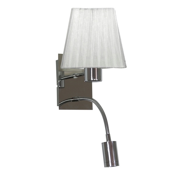 Sylwana Lampa Kinkiet 1X40W E14 + Led Z Wyłącznikiem Chrom / Biały Kwadrat Candellux