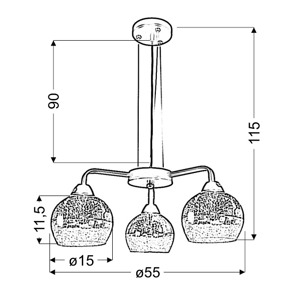 Cromina Gold Lampa Wisząca 3X60W E27 Czarny Candellux