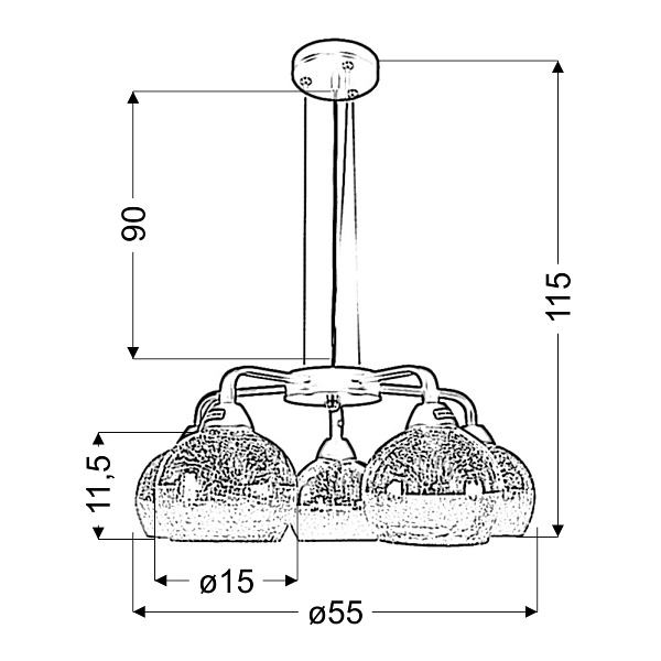 Cromina Gold Lampa Wisząca 5X60W E27 Czarny Candellux