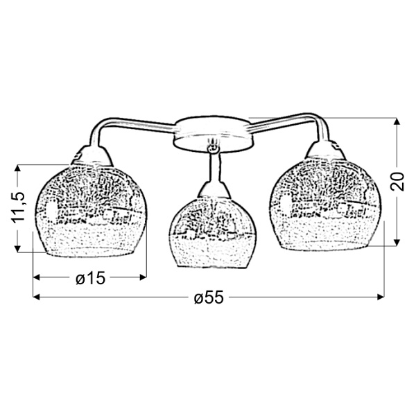 Cromina Gold Lampa Sufitowa 3X60W E27 Czarny Candellux