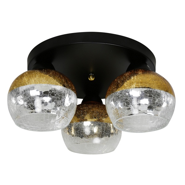 Cromina Gold Lampa Sufitowa Plafon Okrągły 3X60W E27 Czarny Candellux
