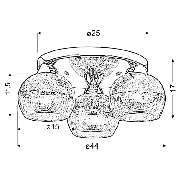 Cromina Gold Lampa Sufitowa Plafon Okrągły 3X60W E27 Czarny Candellux