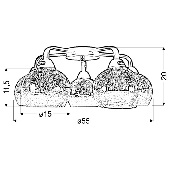 Cromina Gold Lampa Sufitowa 5X60W E27 Czarny Candellux