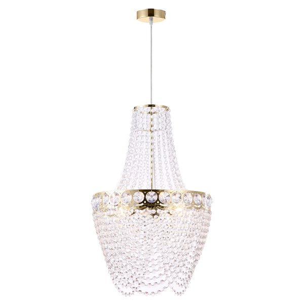 Perseo Lampa Wisząca 3X60W E27 Złoty+Kryształki Candellux