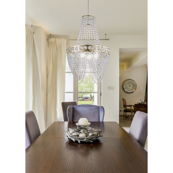 Perseo Lampa Wisząca 3X60W E27 Złoty+Kryształki Candellux