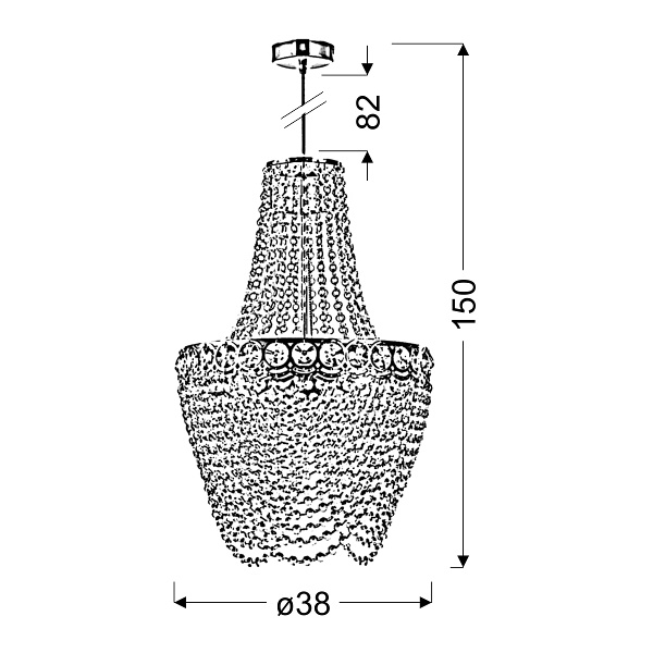 Perseo Lampa Wisząca 3X60W E27 Złoty+Kryształki Candellux